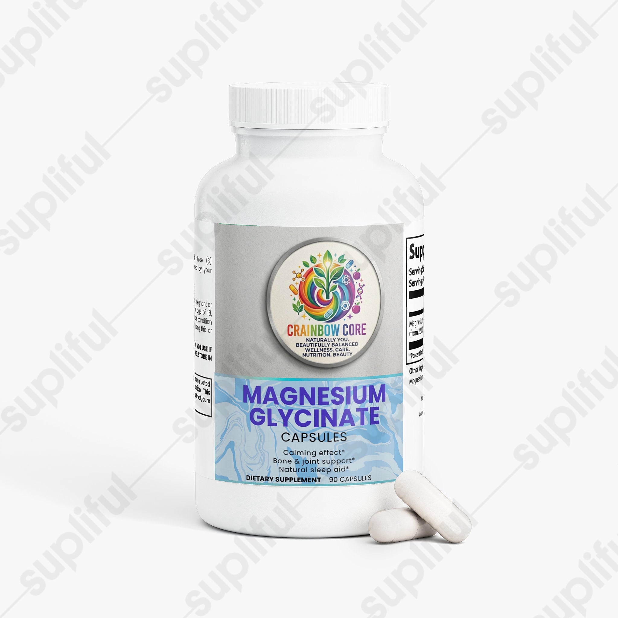 Magnesium Glycinate                                                                                  Gentle, highly bioavailable magnesium for calm muscle relaxation, and cognitive wellness.
