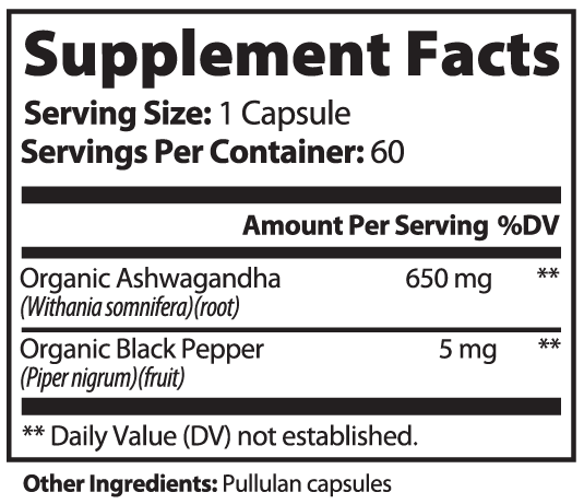 Ashwagandha                                                                                               Natural adaptogen for daily balance and stress support.