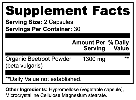 Beetroot                                                                                                          Natural support for energy, circulation, and nitric oxide production.