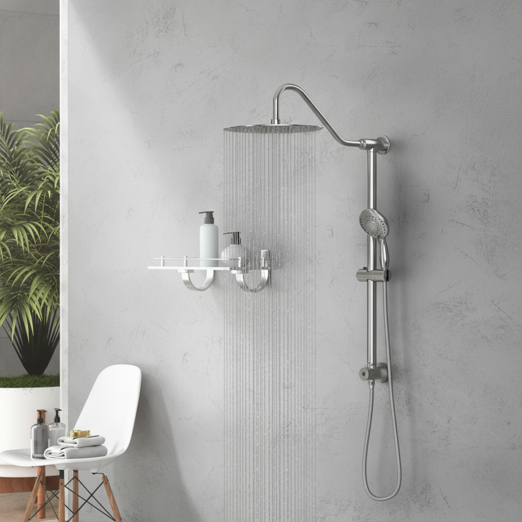 10 Inch Wall Mounted Rain Shower Head and Handheld Shower Head,Round Shower Set with Sliding Bar